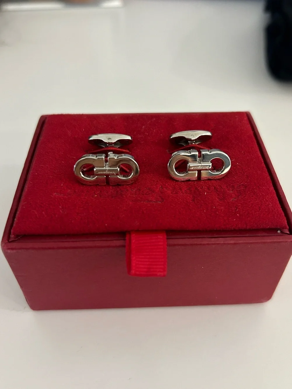 Ferragamo Silver Interlocking Logo Cufflinks - Men Accessories. Never used.